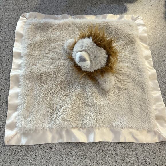 Cloud Island Lion Satin Trim Back Security Blanket Plush Lovey Tan 14x14 - Picture 1 of 4